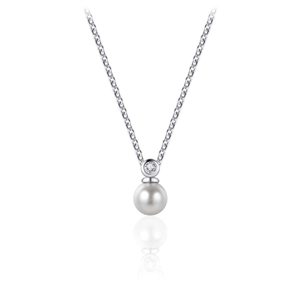 119223-2R45-144 | Collier Aalen 119223 | N1059 925 Silber rhodiniert Perle-Imitation weiß / s.Zirkonia 