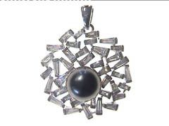 212518-2R00-157 | Anhänger Aalen 212518 925 Silber rhodiniert Perle-Imitation schwarz / s.Zirkonia 